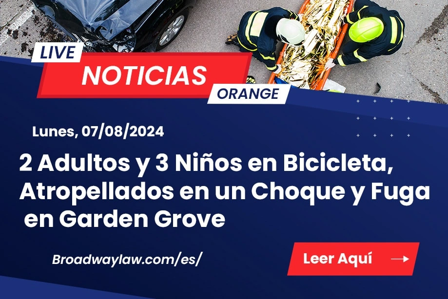 [07-08-2024] Condado de Orange, CA – 2 Adultos y 3 Niños en Bicicleta, Atropellados en un Choque y Fuga en Garden Image